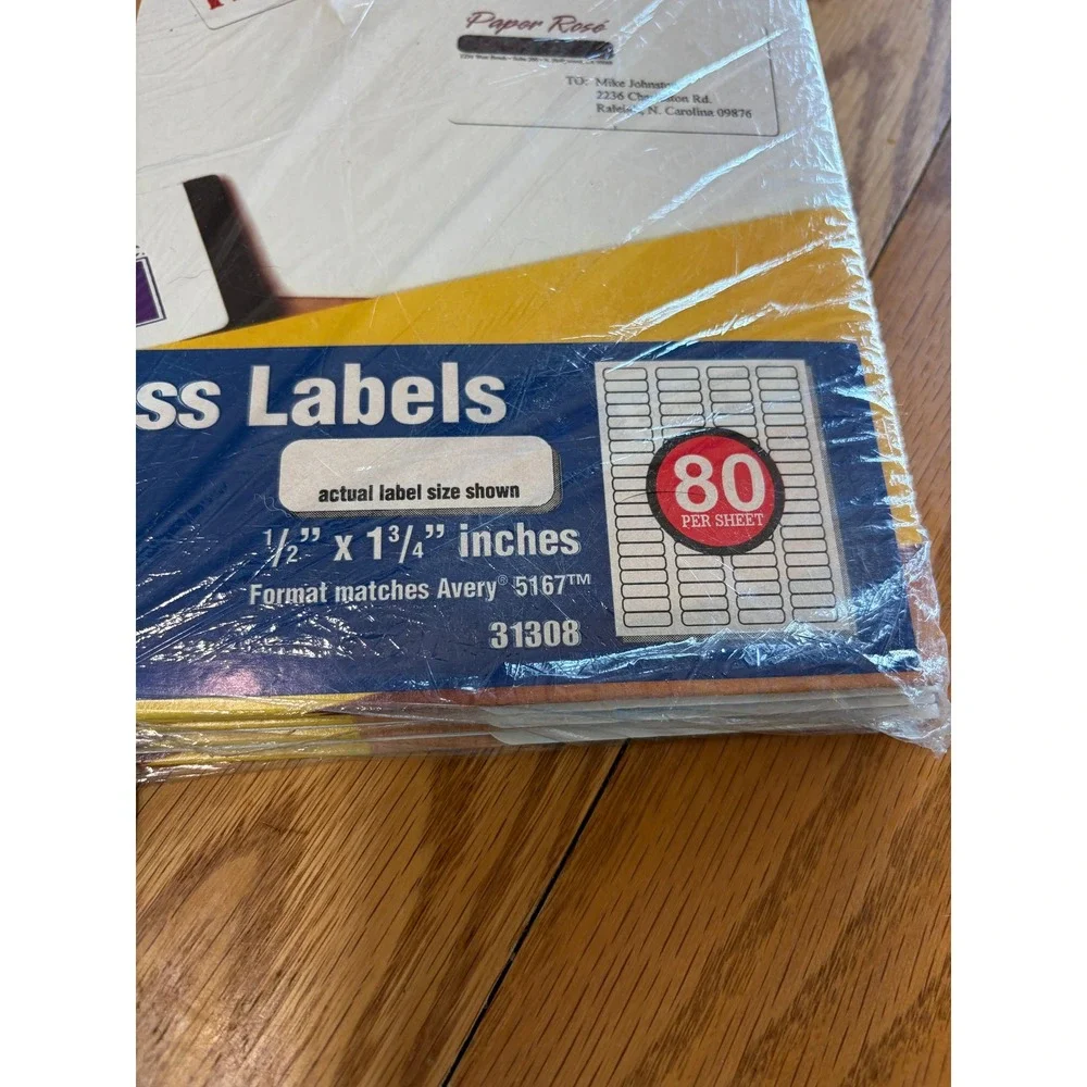 Z-International 31308 White Ink Jet Return Address Labels 1/2x1-3/4 5 Pk 4000ct